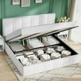 thumbnail image 5 of Amolife King Size Lift Up Storage Bed Frame, Velvet Upholstered Platform Bed with Adjustable Headboard, No Box Spring Needed, White, 5 of 13