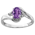 thumbnail image 5 of 925 Sterling Silver Rhodium Plated Diamond and Amethyst Oval Ring Size 9 2mm Wide -  Jewelry Gift for Mom, 5 of 10