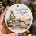 thumbnail image 6 of PYURTEP Sea Glass, Beach Theme Acrylic Friendship Keepsake, Merry Christmas to My Bestie Hanging Christmas Ornament for Tree, Round, 6 of 7