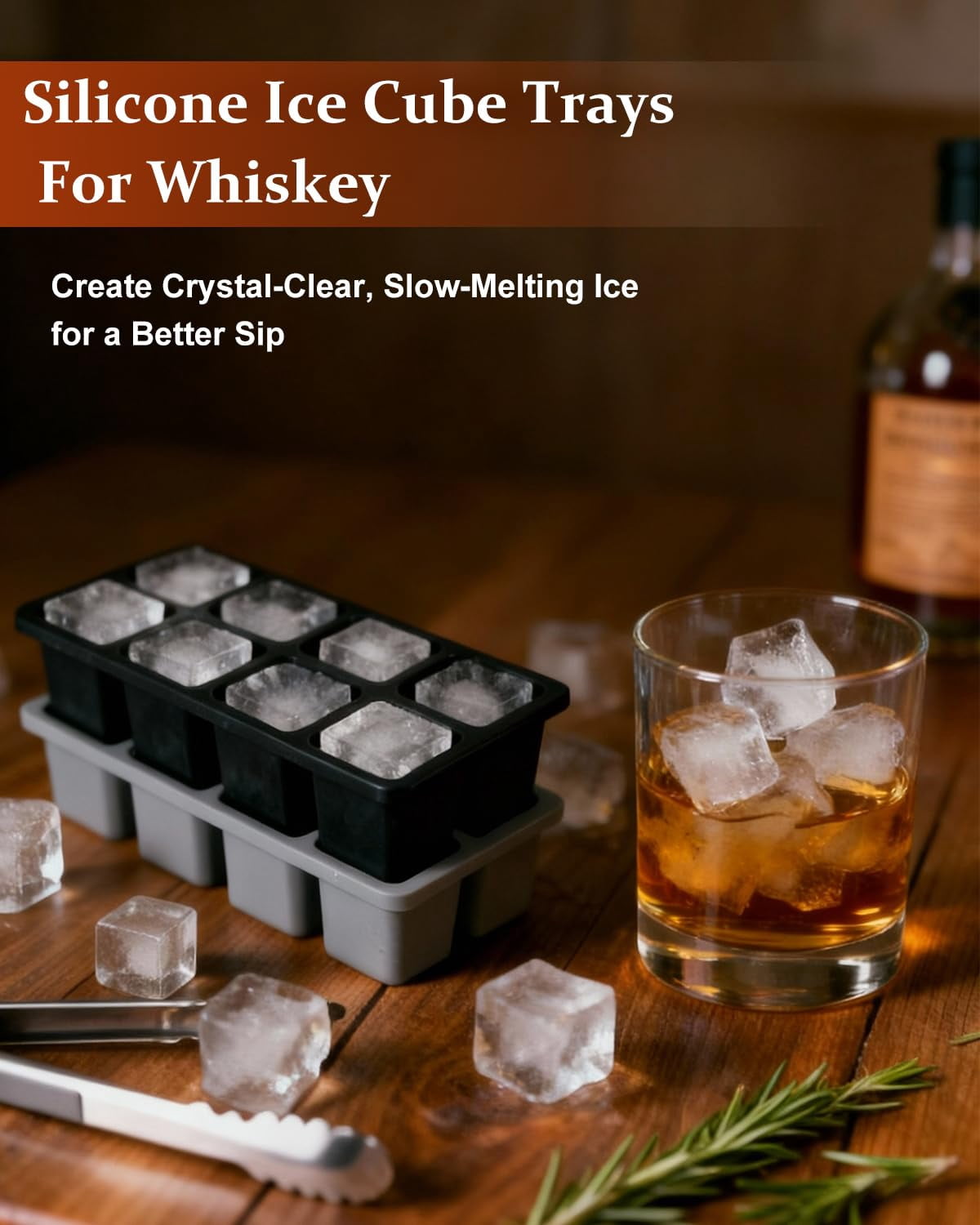 Large Silicone Ice Cube Trays With Lids  3 Pack Molds For Easy-release 2 Inch Square Big Freezer Iced Coffee Food Dishwasher-safe
