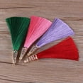 thumbnail image 3 of U8MO 9cm Golden Hollow Out Alloy Cap Tassel DIY Anti-wrinkle Earring Tassels Pendent-Pink, 3 of 6