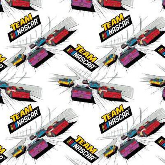 Handmade Valance, Curtain Panel, or Pillow Cover TEAM NASCAR White