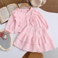thumbnail image 5 of Amidoa Girls 2 Piece Outfits Summer Clothes Solid Color Cute T-Shirt and Casual Shorts Kids Clothing Sets Pink Size 10, 5 of 9