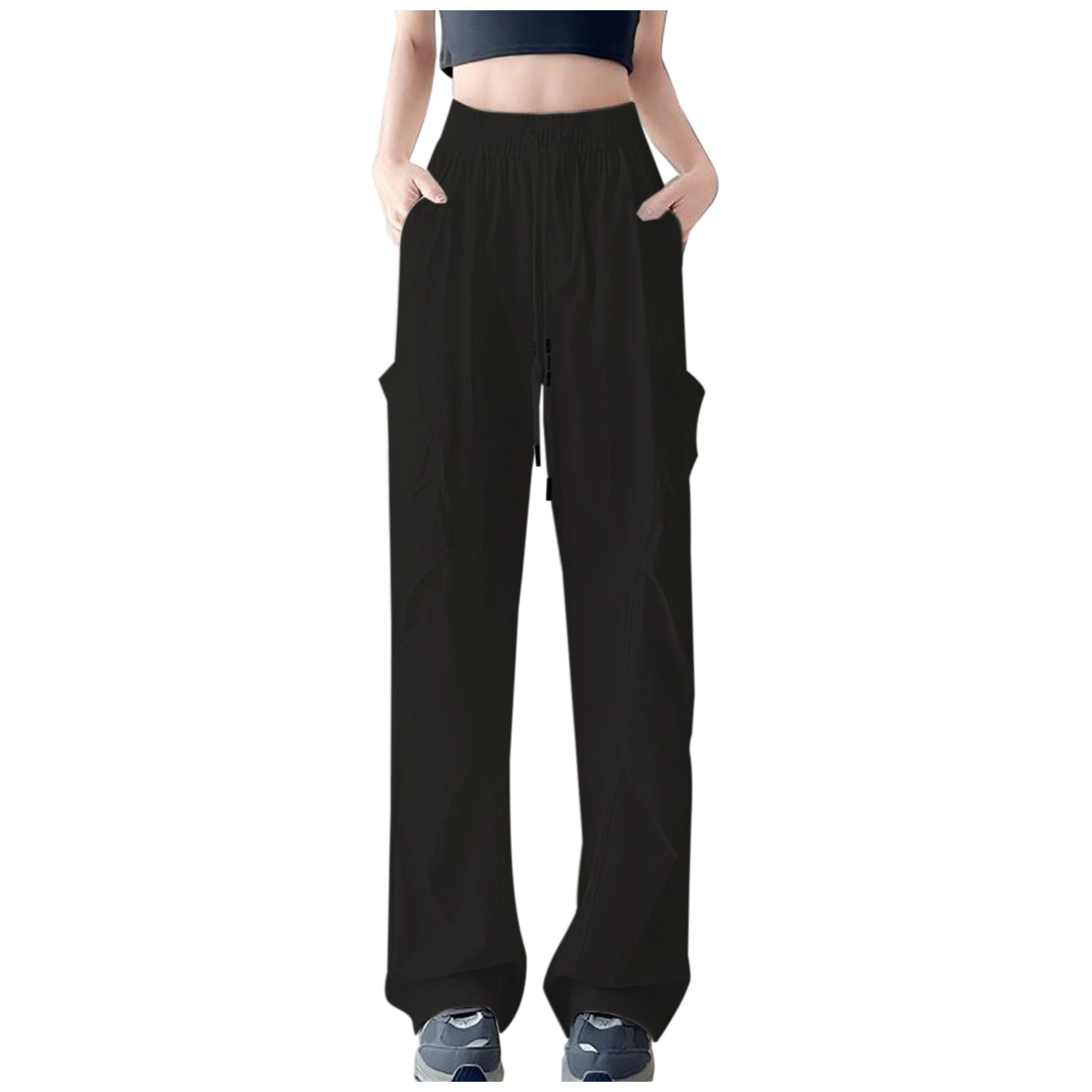 Gamivast Tall Sweatpants for Women Drying Elastic High Waist Pants with Pockets Pleated Straight Leg Trousers Athletic Drawstring Solid Activewear Sweatpants