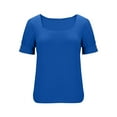 thumbnail image 5 of Xuyuer Womens Tops Summer Short Sleeve Shirts Square Neck Spring Outfits 2026 Fashion Solid Color Clothing Blouses, 5 of 7