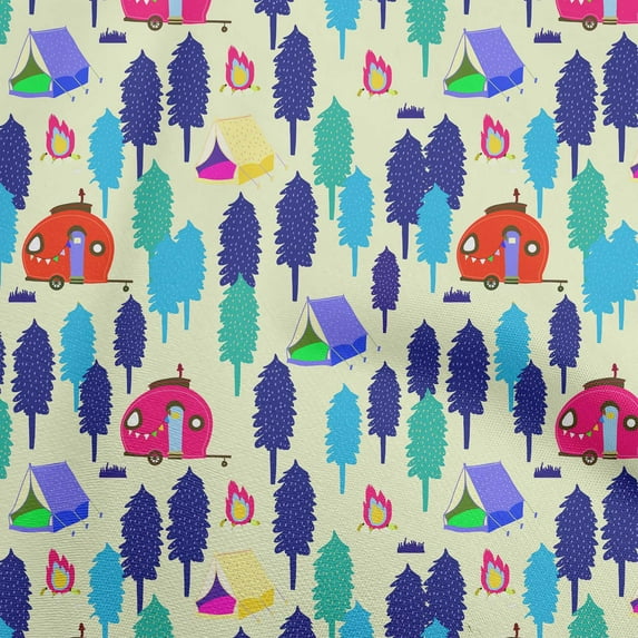 oneOone Cotton Poplin Light Yellow Fabric Camping Dress Material Fabric Print Fabric By The Yard 42 Inch Wide