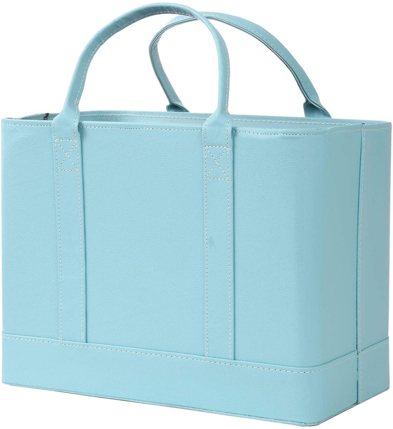 Blue Faux Leather Tote with Chic Document Folder