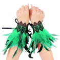 thumbnail image 1 of GDREDA Gothic Style Lace Feather Arm Warmers Accessories Jewelry Hand Warming Mittens Green,One Size, 1 of 2