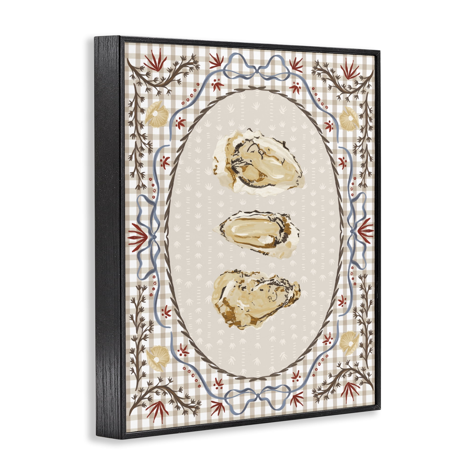 Stupell Industries Vintage Oyster Trio Black Framed Giclee Art, design by Vero Illustrates