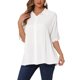 thumbnail image 4 of INSPIRAR CHIC Camisa Casual de Mujer con Botones, Túnica de Corte Suelto, Talla XS, Blanca, 4 of 5