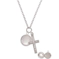 thumbnail image 2 of Delight Jewelry Silvertone 20mm Round Locket Be Strong and Courageous Engraved Cross Zoey Necklace, 28", 2 of 4