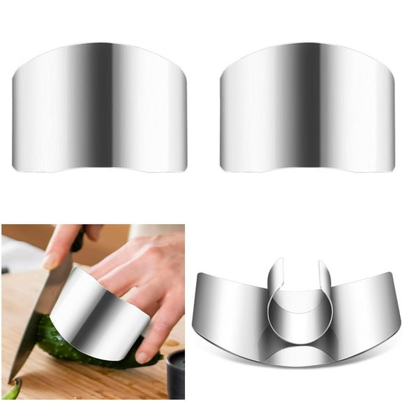 NOGIS 2 Pcs Stainless Steel Finger Guards for Cutting Kitchen Tool Finger Protector for Cutting Food Avoid Hurting When Slicing and Dicing
