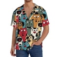 thumbnail image 1 of Fotbe Different Cats 1 Camisa Estampada de Manga Corta para Hombre, Casual de Verano, Estilo Playero, Sin Arrugas-X-Large, 1 of 5