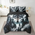 thumbnail image 2 of Manfei 3D Wolf Bedding Comforter Set 7 Pieces for Kids, Nature Snow Mountain Full Bedding Set, Woodland Animal Reversible Fitted Sheet Flat Sheet, Lightweight Room Decor, 2 of 7