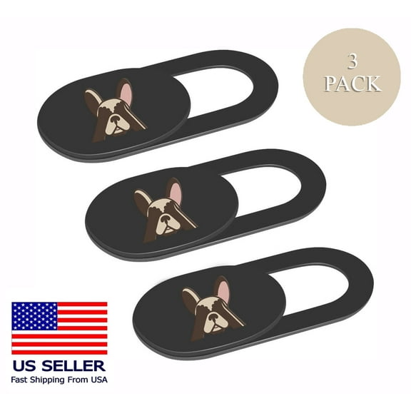 Webcam Cover Slide Premium Laptop Camera privacy protection slider for Computer Tablet Phone Macbook iMac HP Echo Spot and more Ultra Thin 3 Pack black French Bulldog Protect Your Privacy and Security
