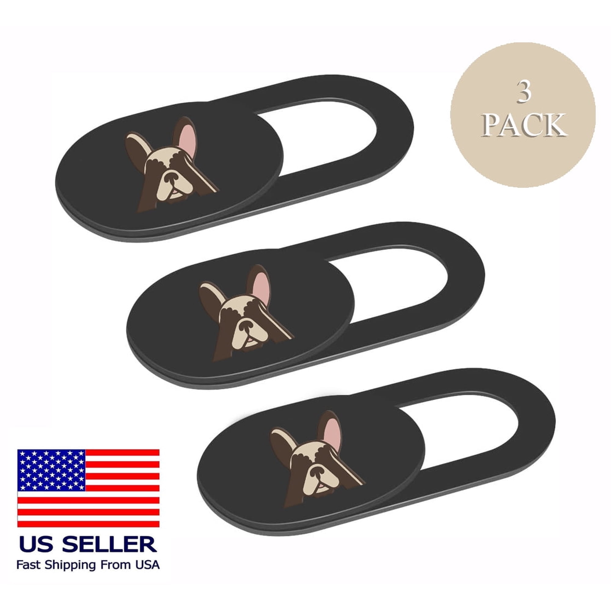 Webcam Cover Slide Premium Laptop Camera privacy protection slider for Computer Tablet Phone Macbook iMac HP Echo Spot and more Ultra Thin 3 Pack black French Bulldog Protect Your Privacy and Security