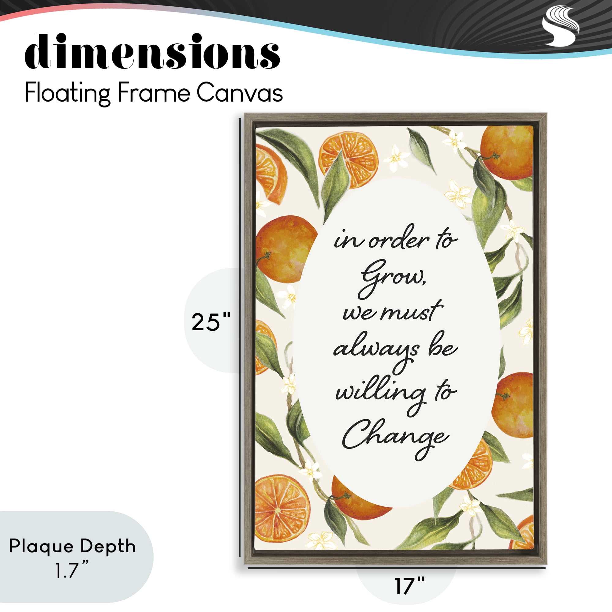 Stupell Industries Willing To Change Quote Brown Framed Floater Canvas Wall Art, design by Janice Gaynor
