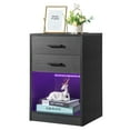thumbnail image 4 of paproos LED Nightstand with 2 Drawers, Modern Black Nightstand with Remote Control LED, Tall Bedside Table, Nightstand with Storage Drawers for Bedroom Living Room, 4 of 8