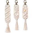 thumbnail image 1 of Mini llaveros de macramé Boho Macrame Bag Charms con borlas Lindos accesorios hechos a mano para llaves de coche, monedero, teléfono, cartera, regalo único, suministros para fiestas, blanco natural, paquete de 3 ER, 1 of 5