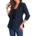 thumbnail image 4 of INSPIRE CHIC Work Office Jacket for Women's 3/4 Sleeve One Button Lapel Blazers, 4 of 5