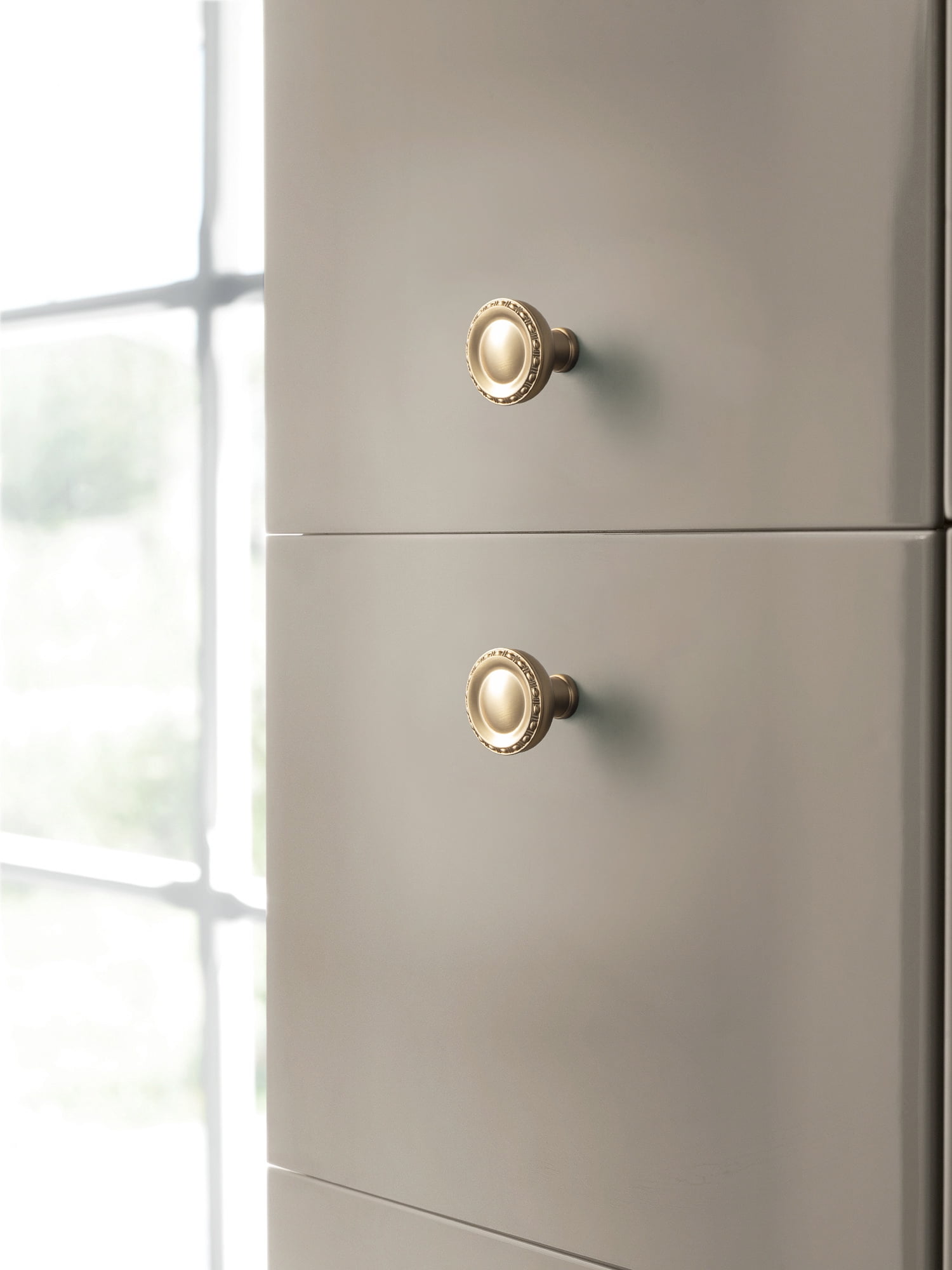 Goo-Ki 6 Pack Champagne Bronze Cabinet Drawer Knobs, Zinc Alloy 1.3" Dia Cabinet Handles for Bar Cupboard Closet Wardrobe