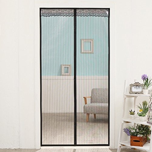 Shatex Magnetic Screen Door Mosquito Netting Screen With Velcro Fit For Max Opening Walk Through Curtain 34 X98 Black Walmart Com