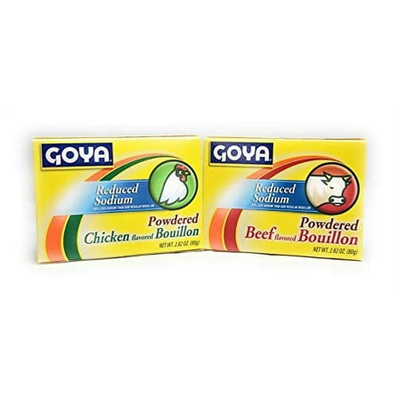 Goya Reduced Sodium Powdered Bouillon one box of Beef one of Chicken 2.82 oz