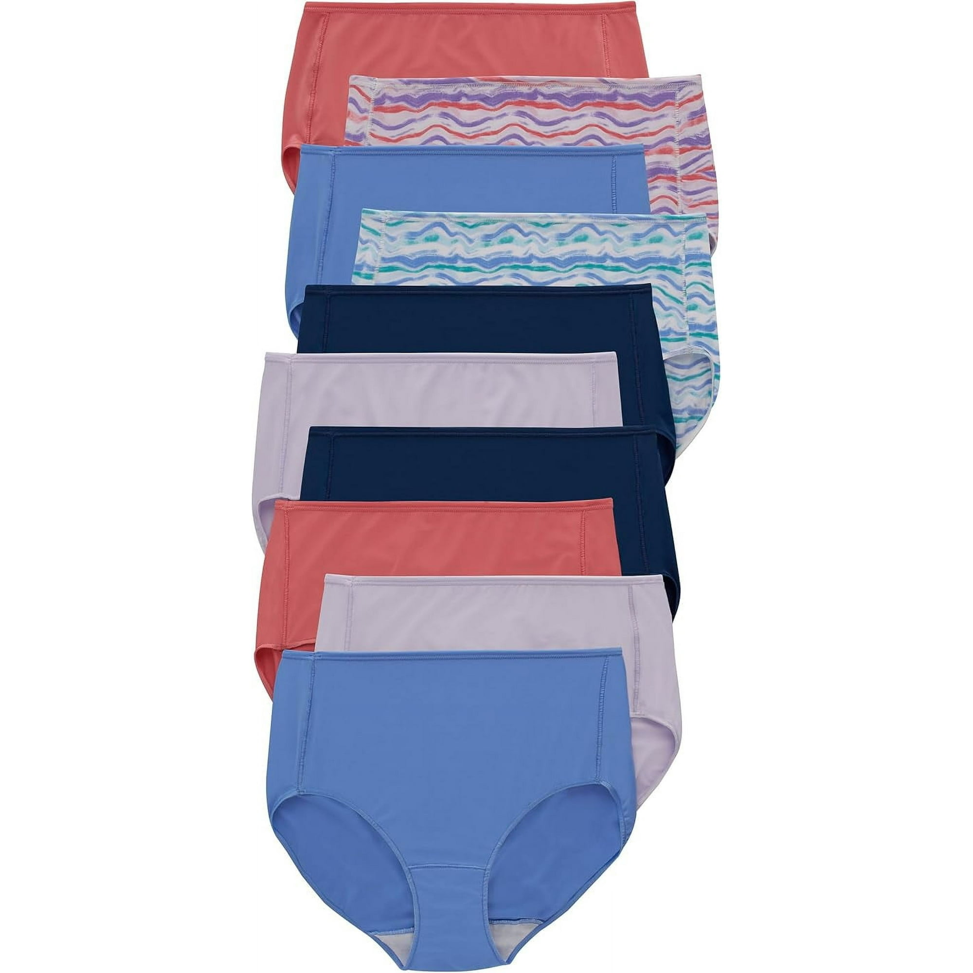 Hanes Women's Microfiber Panties Pack, Moisture-Wicking Stretch Underwear, Assorted, 10-Pack, Size: 6-10