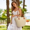 thumbnail image 6 of Gocvo Straw Beach Bag for Womens, Crossbody Shoulder Tote Bag with Zipper Vacation Purse for Summer, 6 of 7