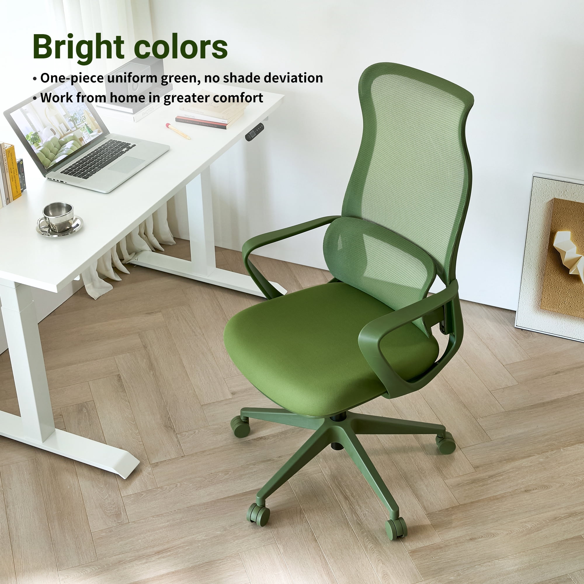 High Back Ergonomic Mesh Office Chair 350LBS,7-Level Adjustable Aluminum Lumbar Support,Fireproof Molded Foam Rocking Computer Desk Chair for Home Office