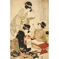 thumbnail image 2 of Kitagawa Utamaro 13x18 Black Ornate Wood Framed Double Matted Museum Art Print Titled - The Calligraphy Lesson (circa 1803), 2 of 5