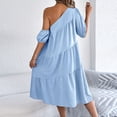 thumbnail image 5 of Mifsaly One Shoulder Dresses for Women Puff Sleeve Tiered Oversized Flowy Dress Boho Casual Summer Fashion Cute Sundress XL, 5 of 8