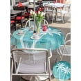 thumbnail image 4 of Outdoor Tablecloth with Umbrella Hole & Zipper, Coastal Beach Tree Teal Round Tablecloth 54 Inch, Tropical Botanical Palm Tree Vintage Patio Table Cover Waterproof Table Cloth for Picnic/Party, 4 of 7