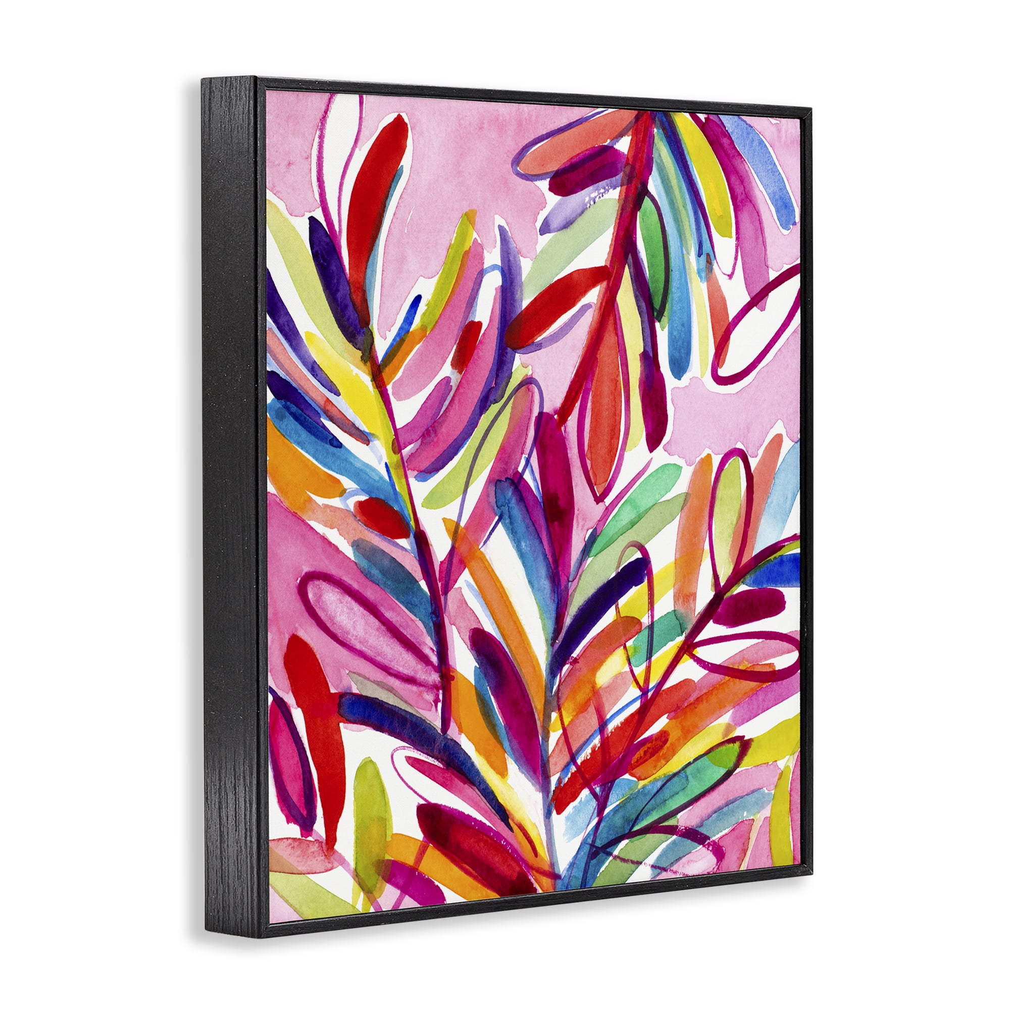 Stupell Industries Bold Tropical Leaves Botanical & Floral Painting Black Framed Art Print Wall Art, 24 x 30