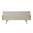 thumbnail image 3 of GDF Studio Aidan Mid Century Modern Tufted 3 Seater Sofa with Bolster Pillows, Beige Fabric and Dark Walnut, 3 of 9