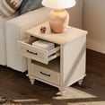 thumbnail image 4 of Wooden Nightstand with 2 Drawers, End Table for Bedroom with Charging Station & Open Shelf, Living Room Side Table, Beige, 4 of 7