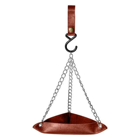 Cesta de alimento de cuero para aves con gancho exterior • 7,7x7,7,7x1,6 pulgadas • Fácil de limpiar y desmontar • Decoración de jardín y patio