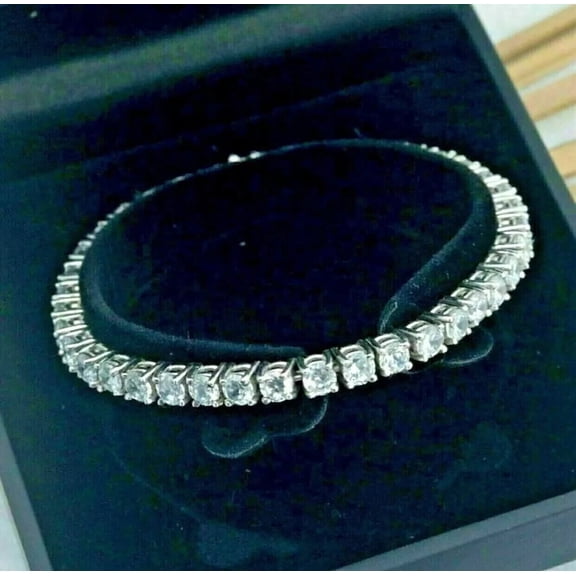 3mm 11Ct Round Cut Simulated Diamond Women's Tennis Bracelet 14K White Gold Plated 7"inch