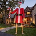 thumbnail image 6 of Skeleton Costume Set for Giant Skeleton Halloween Prop with Holiday Outfit Hat Belt and Candy Cane Accessory for Yard Display, 6 of 8