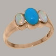 thumbnail image 2 of LBG British Made 18k Rose Gold Real Genuine Turquoise & Opal Womens Promise Ring - 33 size options - Size 5.75, 2 of 5