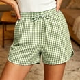 thumbnail image 5 of Tumotour Summer Board Shorts for Women'S Checkered Double Pocket Wide-Leg Shorts Loose Sporty Elasticated Side Pocket Drawstring Elastic Waist Shorts Athletic Workout Shorts, 5 of 8