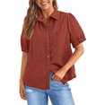 thumbnail image 1 of Camisa PRETTYGARDEN para mujer, cuello en V, cuello en V, manga corta, 1 of 6