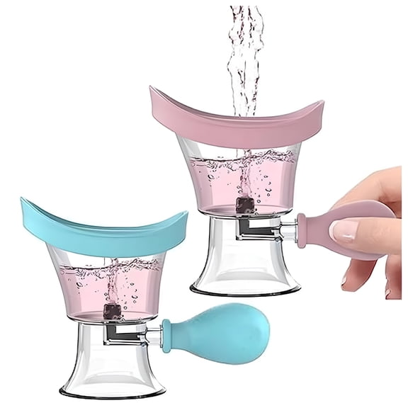 XIRQI 2Pcs Eye Wash Cup, Cleaner Kit Manual Air Pressure Cleaning Cup Tool Rinse, Silicone Bath, Eye Wash Kit