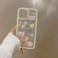 thumbnail image 4 of Case for iPhone 11, Cute Cartoon Flower Strawberry Bear Floral Pattern Curly Wave Frame Lace Design Phone Case Clear Slim Soft Shockproof Protective TPU Cover for Women Girls - Yellow, 4 of 18