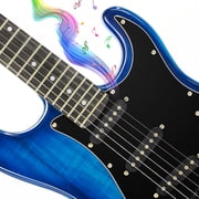Full Size 39 Inch Electric Guitar Kit Solid Wood for Beginner with 25W Amplifier Gig Bag,Capo,Strap,Cable,Picks(Blue)