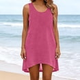 thumbnail image 7 of BRGZLK Women's Sleeveless Racerback Swing Dress Summer Casual Solid Color T Shirt Dresses Beach Cover Ups Basic Solid Plain Tank Dress, 7 of 7