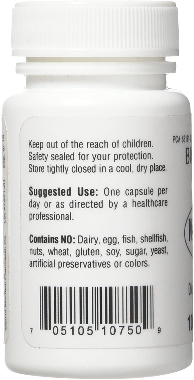 Bio-Tech Pharmacal Melatonin (5 mg), 100 Capsules – All-Natural Supplement – Support Sleep, Cardiovascular, Immune, & Bone Health – No Dairy, Fish, Gluten, Peanut, Shellfish, GMOS, & Soy – No