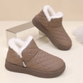thumbnail image 5 of Snow Boots for Women Trendy Quilted Furry Lined Slip on Booties Comfy Thick Soft Sole Winter Casual Walking Shoes Khaki Size 5.5, 5 of 8