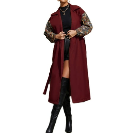 

Trench Coats for Women Puffer Jacket Womens Women s Waist Closing Woolen Overcoat Solid Color Style OPvercoat Loose Long Lapel Woolen Overcoat Cardigan Sweaters for Women New Womens Jacket Wine S