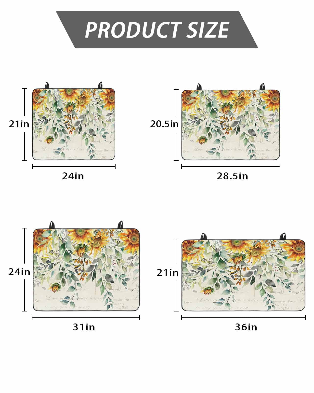 Stove Top Covers for Electric Stove, Sunflowers Glass Stovetop Cover Protector, Spring Floral Eucalyptus Leaves Summer Botanical Induction Cooktop Protector Oven Mat for Kitchen Countertop 24"x21"